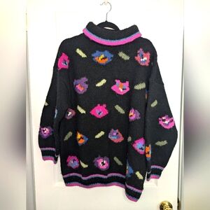 Chunky Knit Dobrila Vintage 80s Wool Sweater Hand-knit in Yugoslavia Size Large